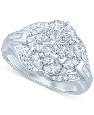 Pie-cut Diamond Engagement Ring (1-1/2 Ct. T.w.) In 14k White Gold