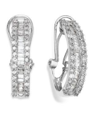 10k White Gold Diamond Channel-set J-hoop Earrings (1 Ct. T.w.)