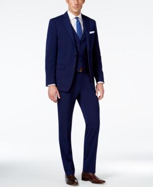 Calvin Klein X-fit Navy Solid Extra Slim-fit Vested Suit