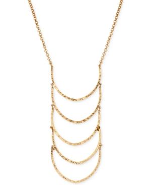 Lucky Brand Gold-tone Patterned Ladder Statement Necklace