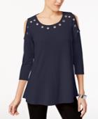 Jm Collection Grommet-trim Cold-shoulder Top, Created For Macy's