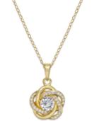 Giani Bernini Cubic Zirconia Love Knot Pendant Necklace In Sterling Silver And 18k Gold-plated Sterling Silver, Only At Macy's