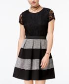 Speechless Juniors' Lace Striped Pleated Dress, A Macy's Exclusive