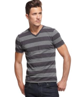 Alfani Men's Striped Slim-fit V-neck T-shirt, Only At Macy's
