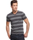 Alfani Men's Striped Slim-fit V-neck T-shirt, Only At Macy's