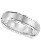 Triton Men's White Tungsten Carbide Ring, Comfort Fit Wedding Band (6mm)