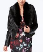 Bar Iii Faux-fur-trim Moto Jacket, Only At Macy's