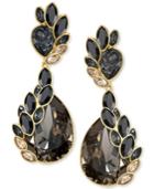 Swarovski Gold-tone Crystal & Stone Owl Drop Earrings