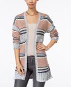 Hippie Rose Juniors' Striped Open Front Cardigan