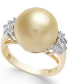 Cultured Freshwater Pearl (12mm) And Diamond (1/4 Ct. T.w.) Ring In 14k Gold