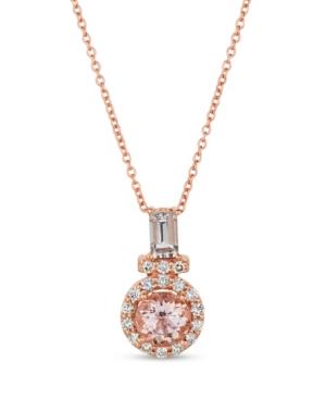 Le Vian Peach Morganite (3/4 Ct.t.w.) And Nude Diamonds (1/4 Ct.t.w.) Pendant Set In 14k Rose Gold