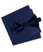 Tommy Hilfiger Men's Solid Pre-tied Bow Tie & Dot Silk Pocket Square Set