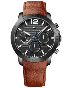 Tommy Hilfiger Men's Sophisticated Sport Brown Leather Strap Watch 44mm 1791269