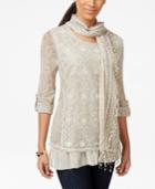 Style & Co. Lace Overlay Scarf Blouse, Only At Macy's