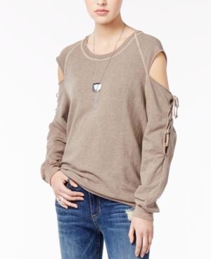 Project Social T Attitude Cotton Cold-shoulder Sweatshirt