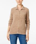 Alfred Dunner Petite Twilight Point Cable-knit Zip-up Sweater