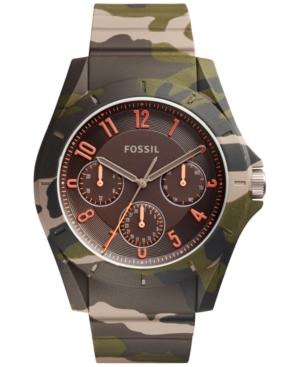 Fossil Men's Poptastic Camouflage Silicone Strap Watch 44mm Fs5253