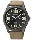 Seiko Men's Solar Beige Nylon Strap Watch 43mm Sne331