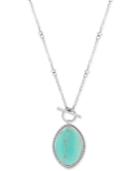 Lucky Brand Two-tone Blue Stone Toggle Pendant Necklace