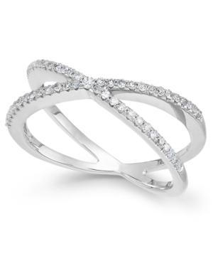 Wrapped Diamond Crossover Ring In 10k White Gold (1/4 Ct. T.w.), Created For Macy's