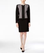 Tahari Asl Ponte Mesh-panel Skirt Suit