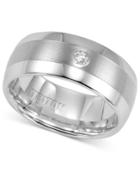 Triton Men's Diamond Ring, White Tungsten Carbide Diamond Wedding Band (1/10 Ct. T.w.)