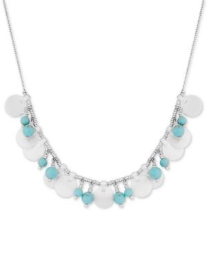Lucky Brand Silver-tone Shaky Disc & Bead Chain Necklace, 24 + 2 Extender, Created For Macy's