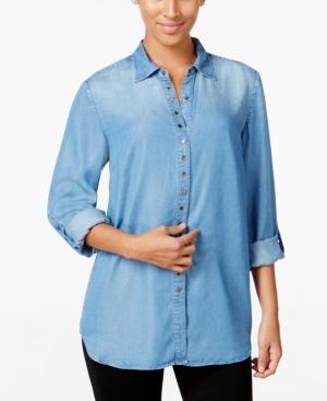Style & Co. Grommet-trim Denim Shirt, Only At Macy's