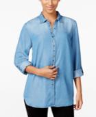Style & Co. Grommet-trim Denim Shirt, Only At Macy's