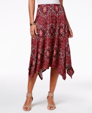 Ny Collection Petite Printed Handkerchief-hem Skirt