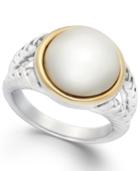 Cultured Freshwater Pearl Rope Ring In Sterling Silver And 14k Gold (12mm)
