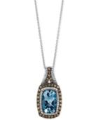 Le Vian Chocolatier Sea Blue Aquamarine (2 Ct. T.w.) & Diamond (5/8 Ct. T.w.) Pendant Necklace In 14k White Gold