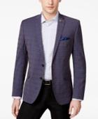 Nick Graham Men's Slim-fit Brown And Blue Deco Plaid Sport Coat