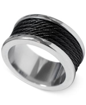 Charriol Unisex Black And Silver-tone Cable Ring