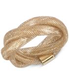 Italian Gold Openwork Braided Mesh Stretch Ring In 14k Gold, Made In Italy