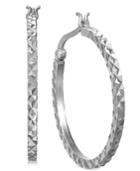 Giani Bernini Textured Tube Hoop Earrings In Sterling Silver, Created For Macy's