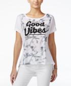 Hybrid Juniors' Good Vibes Graphic High-low Tunic Top
