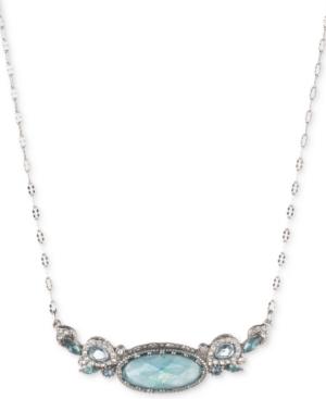 Jenny Packham Silver-tone Pave & Stone Pendant Necklace, 16 + 2 Extender