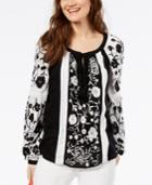 I.n.c. Embroidered Peasant Top, Created For Macy's