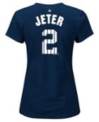 Majestic Women's Short-sleeve Derek Jeter Patch Pinstripe T-shirt