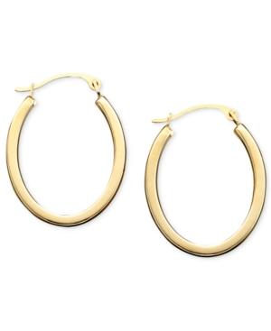 10k Gold Polished Oval Hoop Earrings