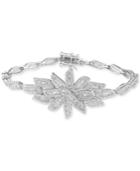 Tiara Cubic Zirconia Deco Cluster Bracelet In Sterling Silver