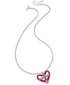 Thalia Sodi 32 Silver-tone Pink Crystal Cross Pendant Necklace, Only At Macy's