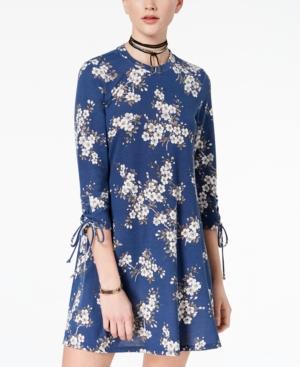 Heart And Soul Juniors' Printed Tie-sleeve Dress