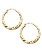 10k Gold Earrings, Swirl Hoop