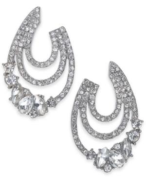 I.n.c. Medium Silver-tone Crystal Triple-row Hoop Earrings, 1.25, Created For Macy's