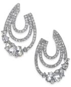I.n.c. Medium Silver-tone Crystal Triple-row Hoop Earrings, 1.25, Created For Macy's