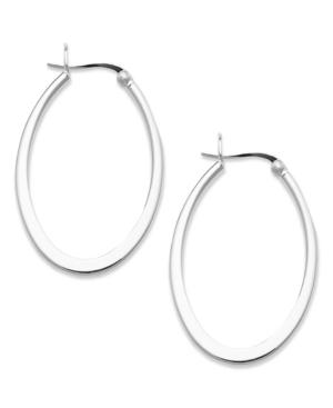 Touch Of Silver Earrings, Silver Plated Oval Click Hoop Earrings