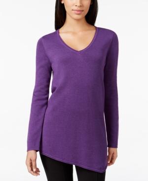 Eileen Fisher V-neck Asymmetrical-hem Sweater