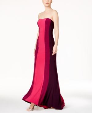 Adrianna Papell Colorblocked Strapless Gown